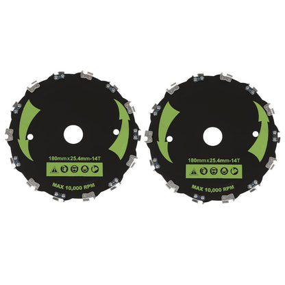 G-PLUS 2pcs 7" Chainsaw 14-Tooth Brush Blades Fit Bush Cutter Weed Eater Trimmer Head Black
