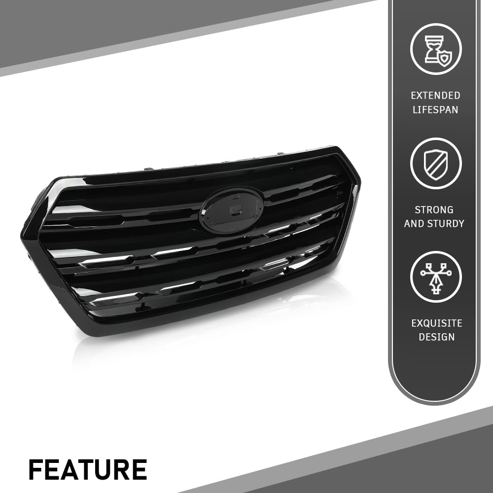 G-PLUS Front Bumper Grill Grille Compatible with Subaru Outback 2015-2017 Glossy Black 91121AL05A