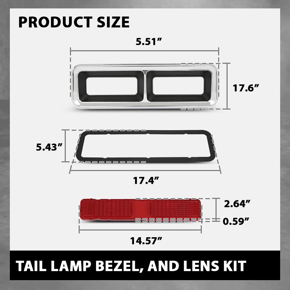 G-PLUS Tail Lights Compatible with Chevy Camaro 1968, Red Lens Luces Traseras Rear Brake Lamps Assembly Left & Right