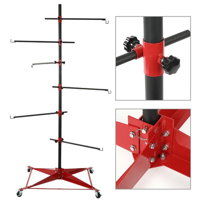 G-PLUS Auto Body Door Fender Panel Holder Tree Center Post Hang Paint Stand Adjustable Black&Red Steel Powder Coated #Size: L 29 (in) * W 29 (in) * H 73-3/8 (in)