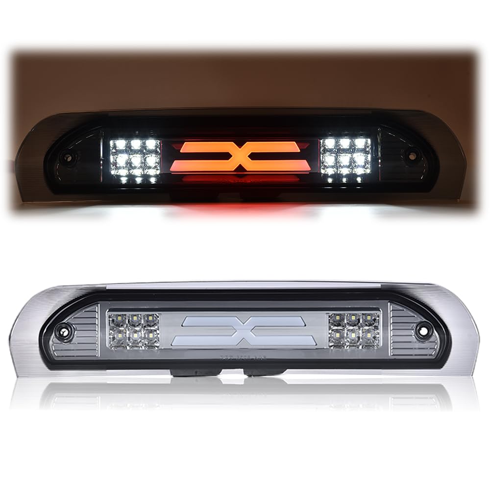 G-PLUS LED Third Brake Light Compatible With 02-09 Dodge RAM, 3RD LED Bar Brake/Cargo Light,Type X (Smoky lens Chrome Housing Amber Reflector)