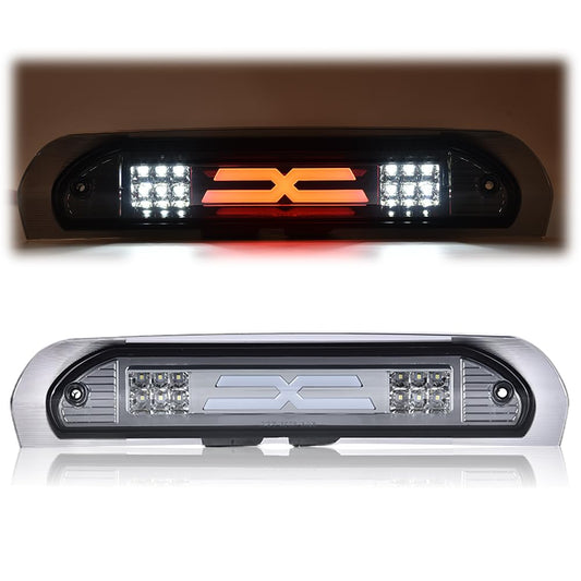 G-PLUS LED Third Brake Light Compatible With 02-09 Dodge RAM, 3RD LED Bar Brake/Cargo Light,Type X (Smoky lens Chrome Housing Amber Reflector)