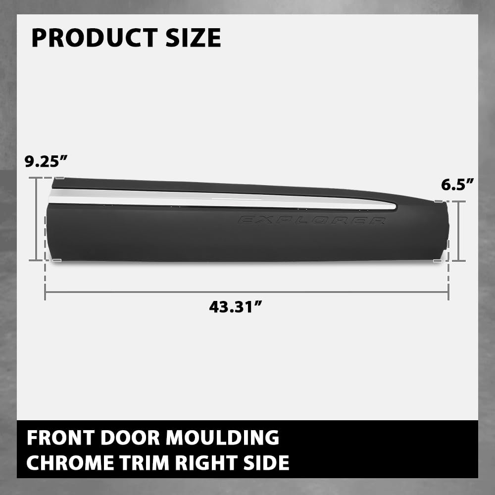 G-PLUS Front Right Lower Door Moulding Chrome Trim, Compatible with Ford Explorer 2020-2023, Passenger Side