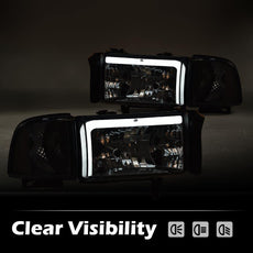 G-PLUS LED Headlights for Dodge Ram 1500 1994-2001 Ram 2500 3500 1994-2002 Smoky Lens Product Features
