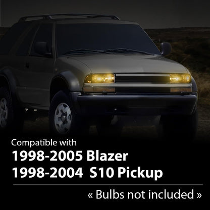 G-PLUS Headlights Assembly Fit Chevy Blazer Base LS LT Trailblazer Xtreme ZR2 S10 ZR5 SS Xtreme 1998-2005 Bumper Headlamps Clear Lens Chrome Housing Clear Reflector,faros delanteros