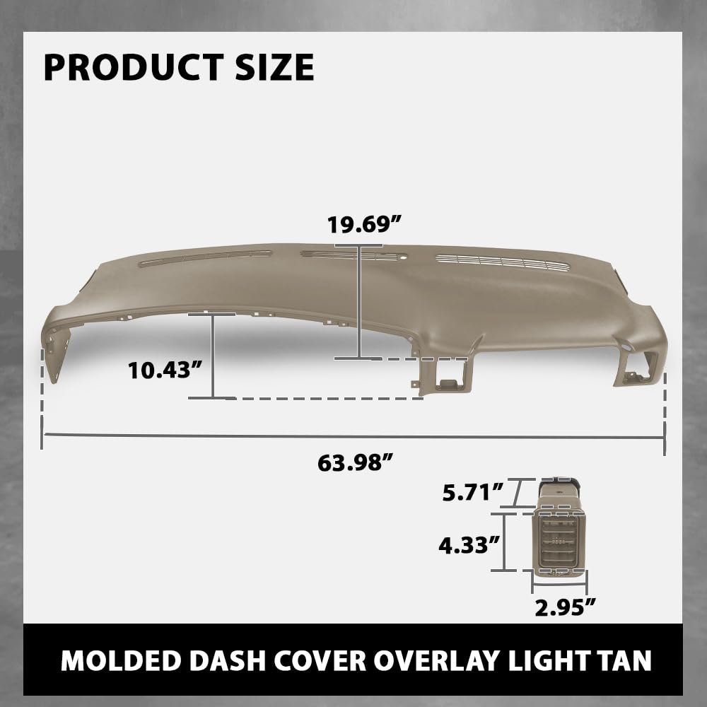 G-PLUS Upper Dashboard Dash Cover Compatible with Chevy Silverado GMC Sierra 1500 2500HD 3500 1999-2006/ Chevy Avalanche Tahoe Suburban 2000-2006/ GMC Yukon 2000-2006 (Brown ABS Plastic)