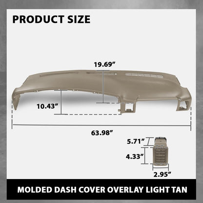 G-PLUS Upper Dashboard Dash Cover Compatible with Chevy Silverado GMC Sierra 1500 2500HD 3500 1999-2006/ Chevy Avalanche Tahoe Suburban 2000-2006/ GMC Yukon 2000-2006 (Brown ABS Plastic)