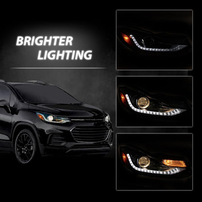 G-PLUS Headlights Headlamps w/Bulbs Compatible with Chevy Trax 2017-2022,Fit w/Factory LED DRL Projector Headlights Models Only,Driver and Passenger,faros delanteros