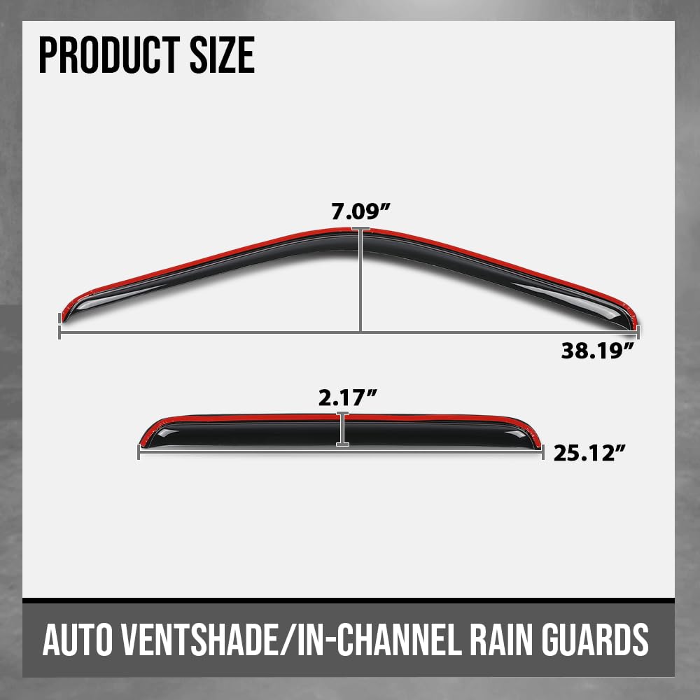 G-PLUS in-Channel Auto Vent Window Visor 4pcs Compatible with Ford F250 F350 F450 F550 Super Duty Supercrew 1999-2016, Not Fit Supercab Or Extended Cab in-Channel Rain Guards Smoke