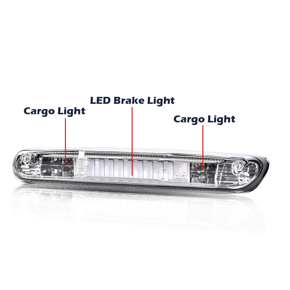 G-PLUS LED Third Brake Light Compatible With 07-14 Chevy Silverado/GMC Sierra,3RD LED Bar Brake/Cargo Light,Type I (Clear lens Chrome Housing Amber Reflector)