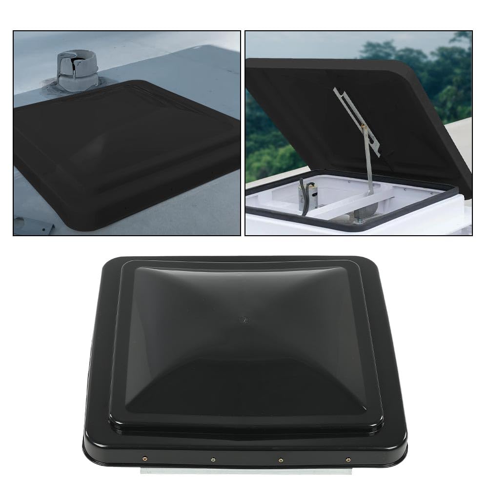 G-PLUS 14" x 14" Replacement Roof Vent Cover Camper RV Trailer Fit for Ventline pre-2008 and Elixir Style Pin 1994 and Newer Black 2pcs Accessories is not assembled
