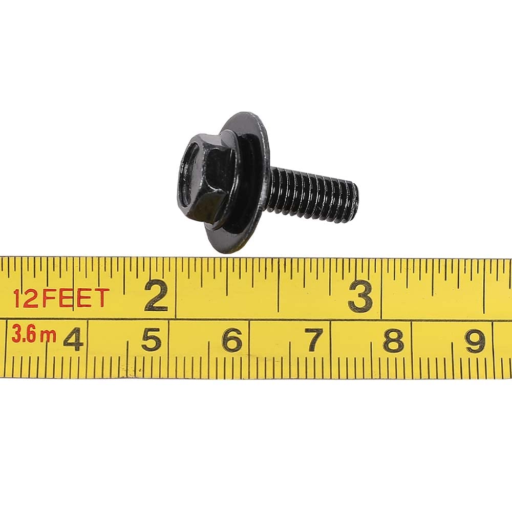 G-PLUS 20PCS Body Bolt Screw Fastener Fender M6-1.0X 16mm Long- 10mm Hex- 17mm Washer Steel Black Vehicle Body Screws