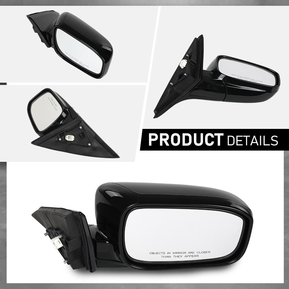 G-PLUS Power Mirror Right Passenger Side Compatible with Honda Accord 4-Door 2003-2007 Manual Folding 3-Pin HO1321152 76200SDAA13ZA Glossy Black