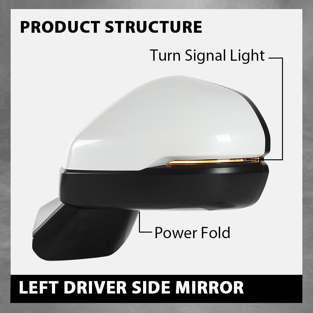 G-PLUS Power Heated Mirror w/Turn Signal Left Driver Side Compatible with Honda CRV 2023-2024 Power Folding 76258-3B4-H11 76208-3B4-H11 White
