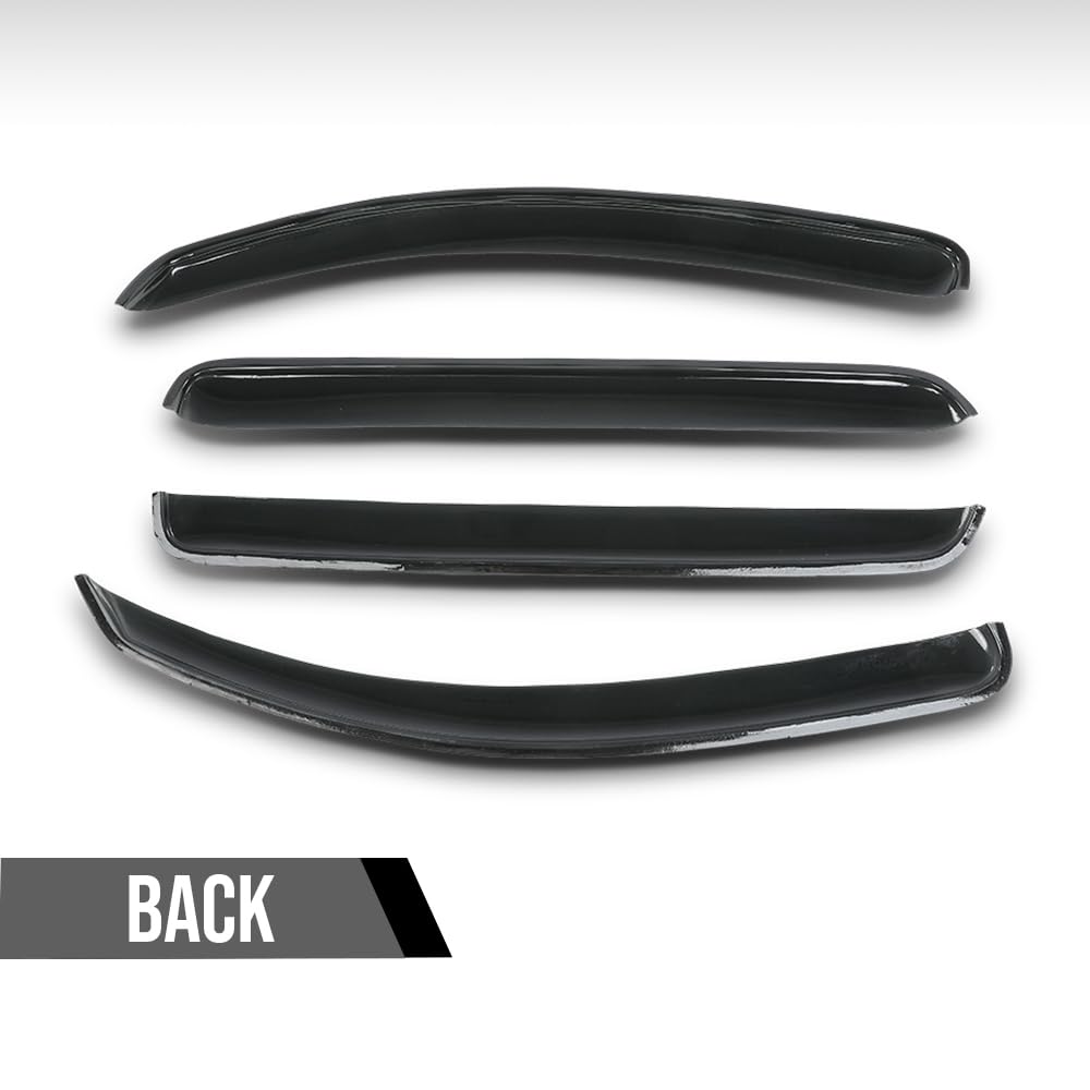 G-PLUS in-Channel Window Ventvisor Sun Rain Guards Side Wind Deflector Compatible with Toyota Tundra Crewmax Cab 2007-2021 Not Fit Double Cab Smoky