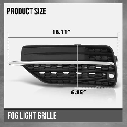 G-PLUS Left Driver Side Front Bumper Fog Light Lamp Grille Compatible with Volvo XC90 2016 2017 2018 2019 313830440, VO1038108 Chrome Black