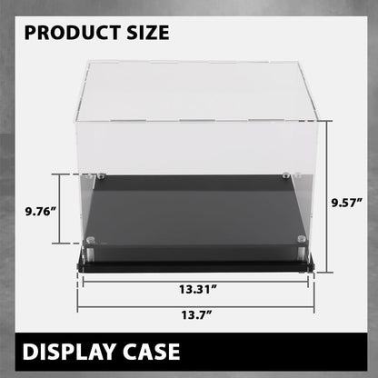 G-PLUS Clear Boxing Glove Display Case Football Glove Display Case for Full Size Boxing Wall Mount Self-Assembly, Black Base Riser Stand