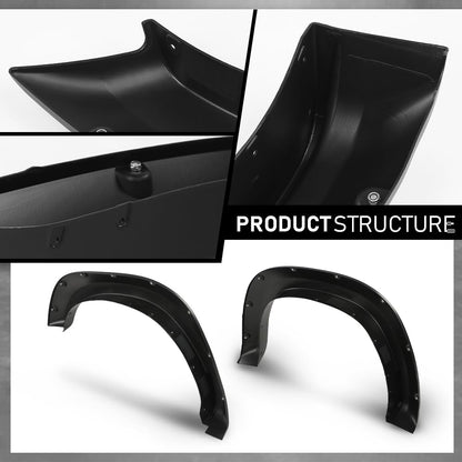G-PLUS Fender Flares Pocket Riveted Compatible with Dodge Ram 1500 2WD/4WD 2019 2020 2021 2022 2023 NOT Fit Rebel Models Wheel Opening Molding Arch Trim 4PCS Black
