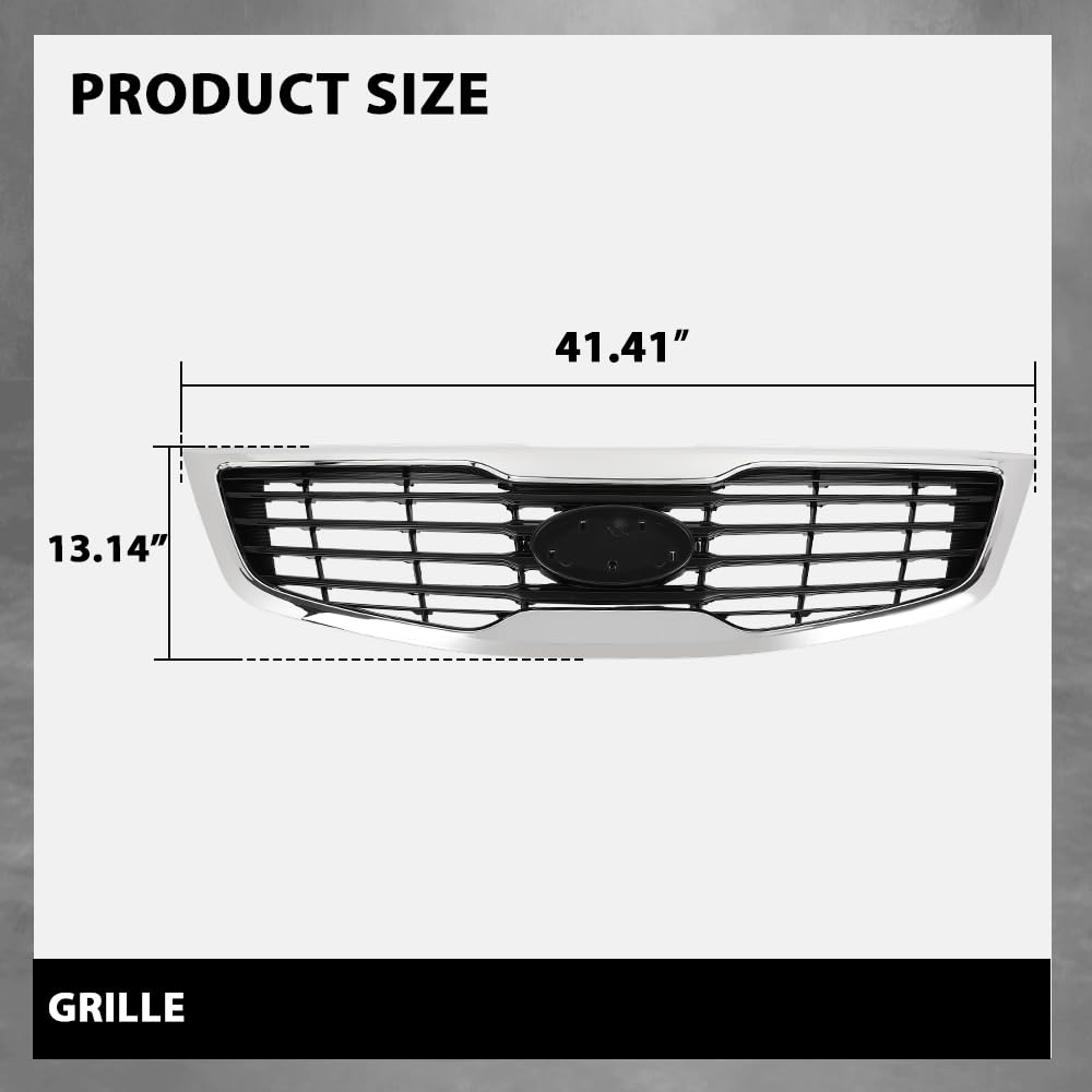 G-PLUS Front Bumper Grille with Chrome Molding Plastic Compatible with Kia Sportage 2011-2012 863503W000, KI1200147 Grill