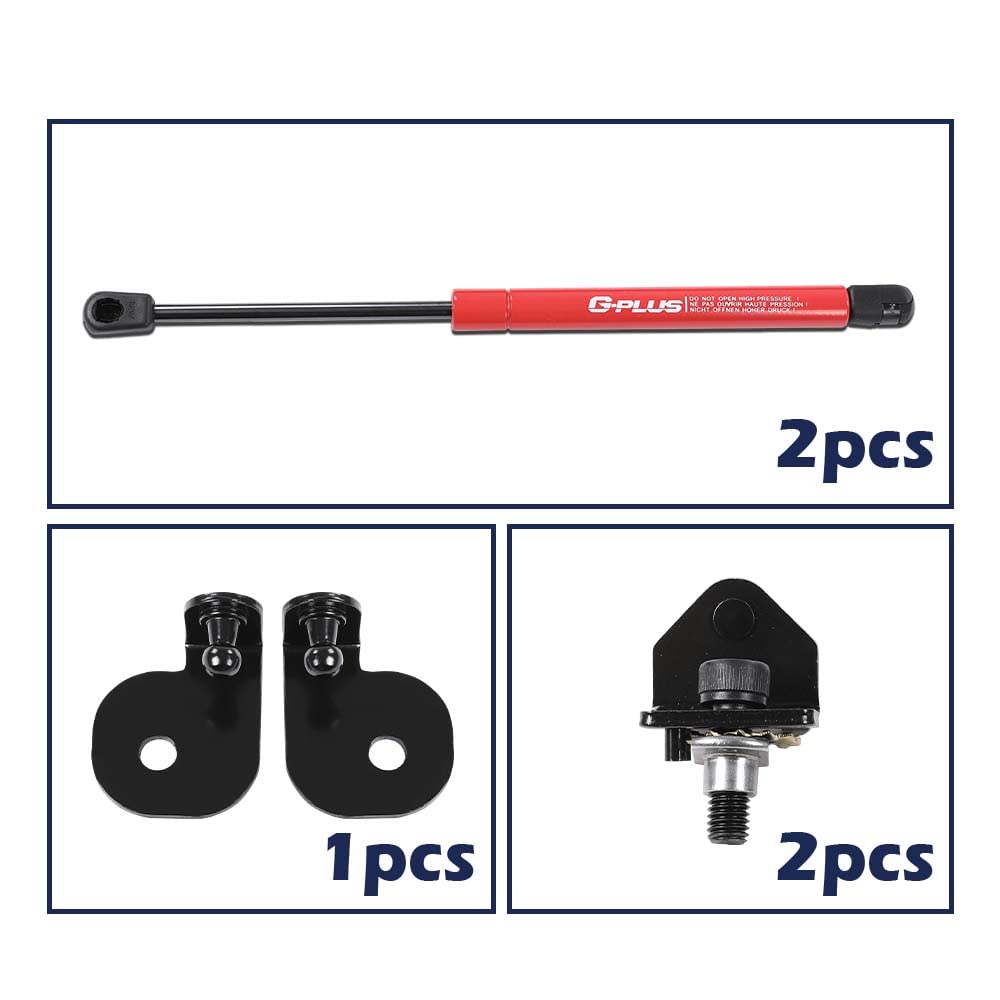 G-PLUS Racing Hood Lift Strut Damper Shock Set- Complete Kit Red Compatible with Ford Racing 15-21