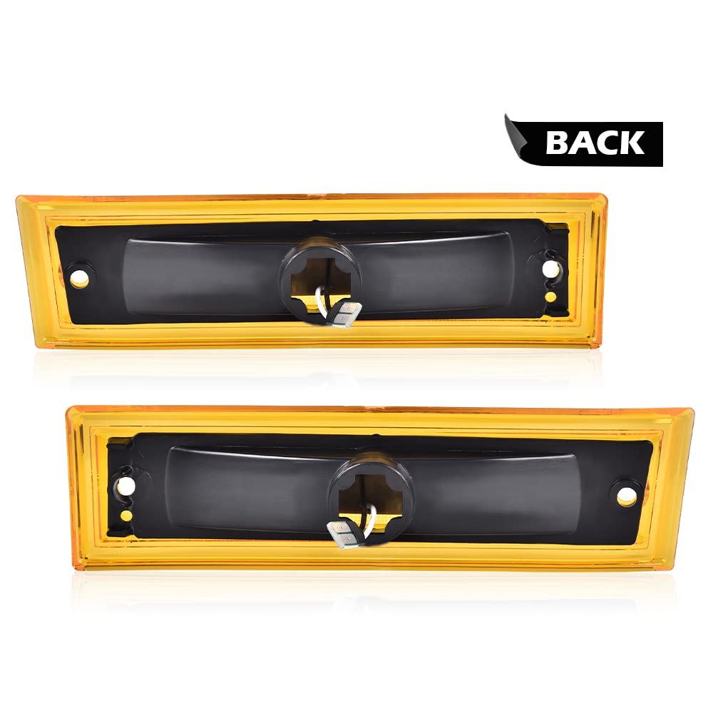 G-PLUS Lens Amber LED Front Side Marker Light Compatible with 81-91 Chevy C10 C20 C30 GMC GM2550115, GM2551107