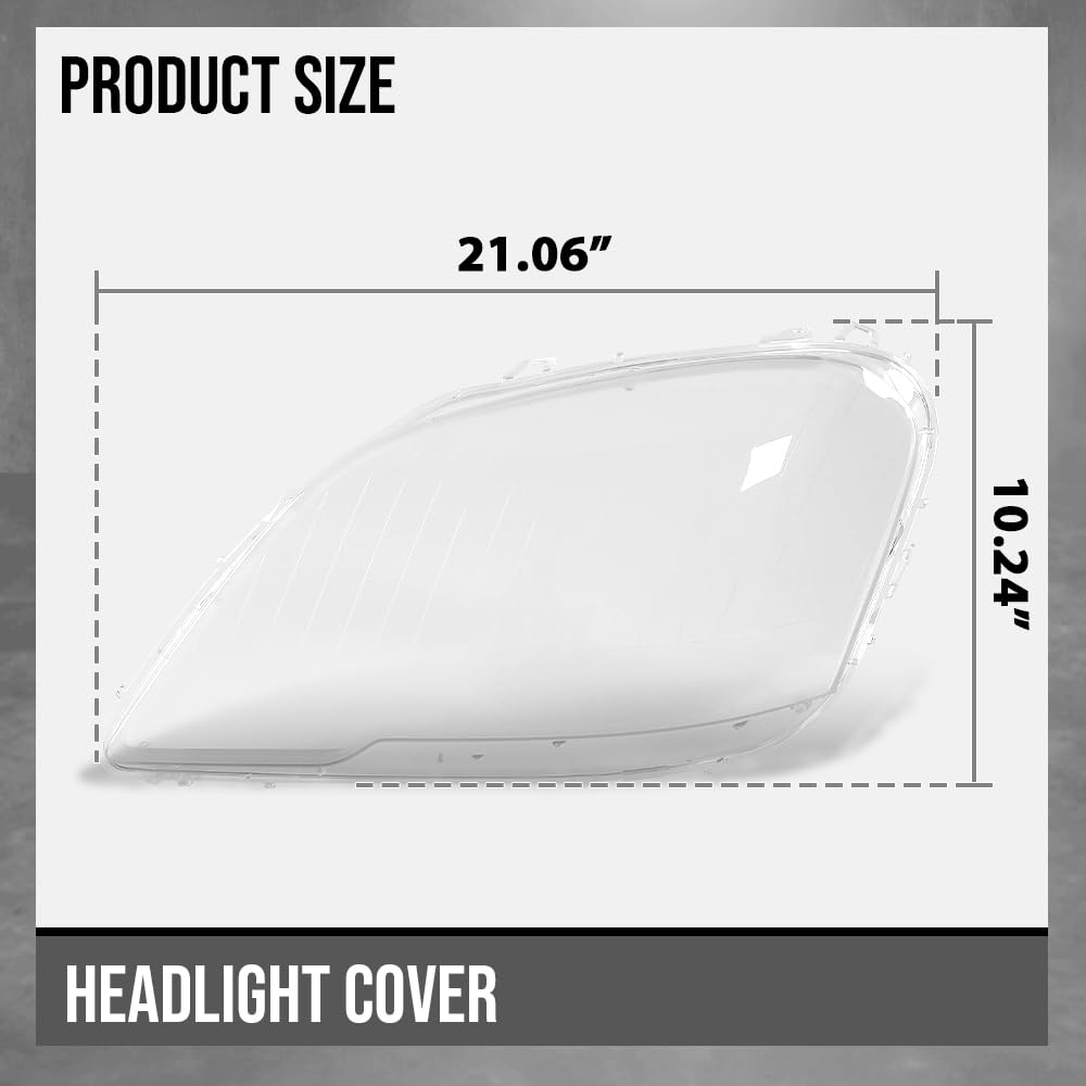 G-PLUS Headlight Lens Cover Compatible with Benz ML-Class W164 ML350 2009-2011 Left & Right Front Headlamp Lens Cover Clear