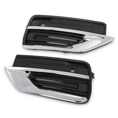G-PLUS Bumper Fog Light Grille Grill Trim Front Left & Right Side Compatible with Volvo XC90 2020-2024 31663514, 31663515 Chrome Black