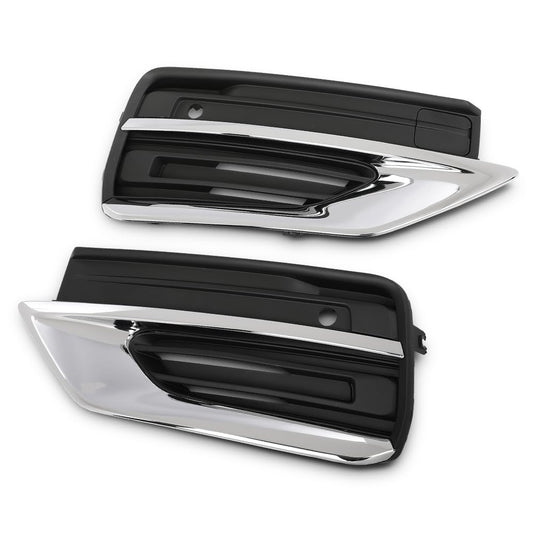 G-PLUS Bumper Fog Light Grille Grill Trim Front Left & Right Side Compatible with Volvo XC90 2020-2024 31663514, 31663515 Chrome Black