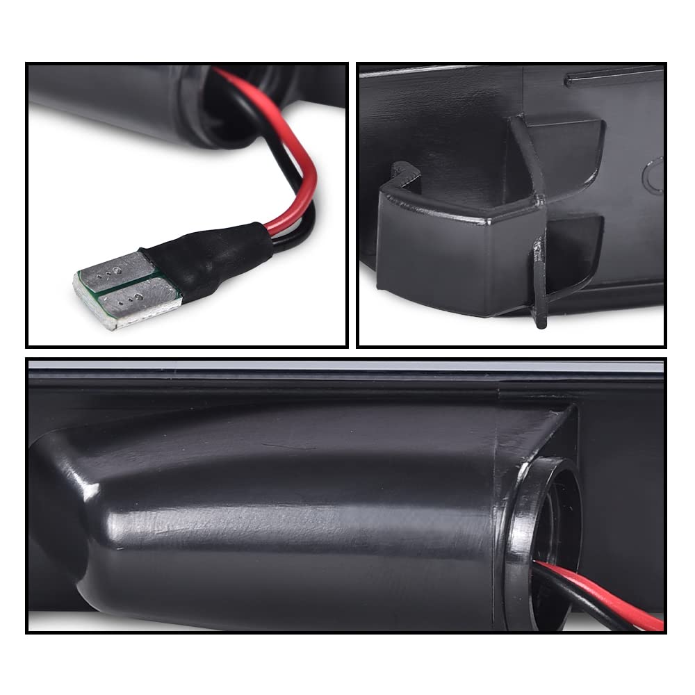 G-PLUS LED Rear Side Marker Lights Lamps With Bulbs Compatible with Ford Mustang 2015 2016 2017 2018 2019 2020 2021 2022 FR3Z-15A201-A, FR3Z-15A101-A, FR3Z15A201A, FR3Z15A101A Pair DARK Smoke