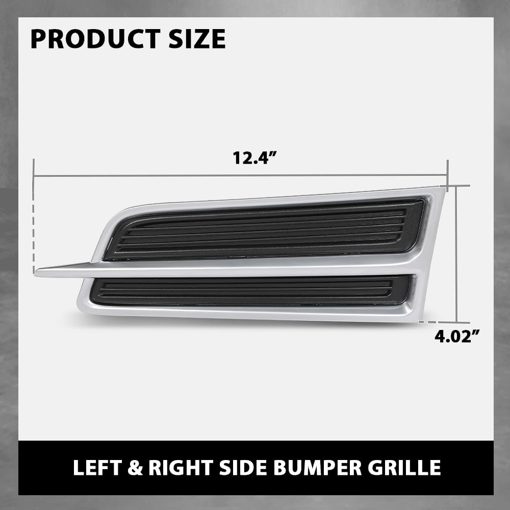 G-PLUS Bumper Grille Fog Light Cover Left & Right Side Compatible with Cadillac XTS 3.6L 2013-2017,Fit Models With Daytime Running Light 20901633, 20901632, GM1039149, GM1038149 Chrome Black
