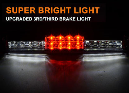 G-PLUS LED Third 3rd Brake Cargo Light Compatible With 1999-2007 Chevy Silverado/GMC Sierra1500 2500 3500,Rear Stop Tail Light Replacement(Chrome Housing Clear Lens)