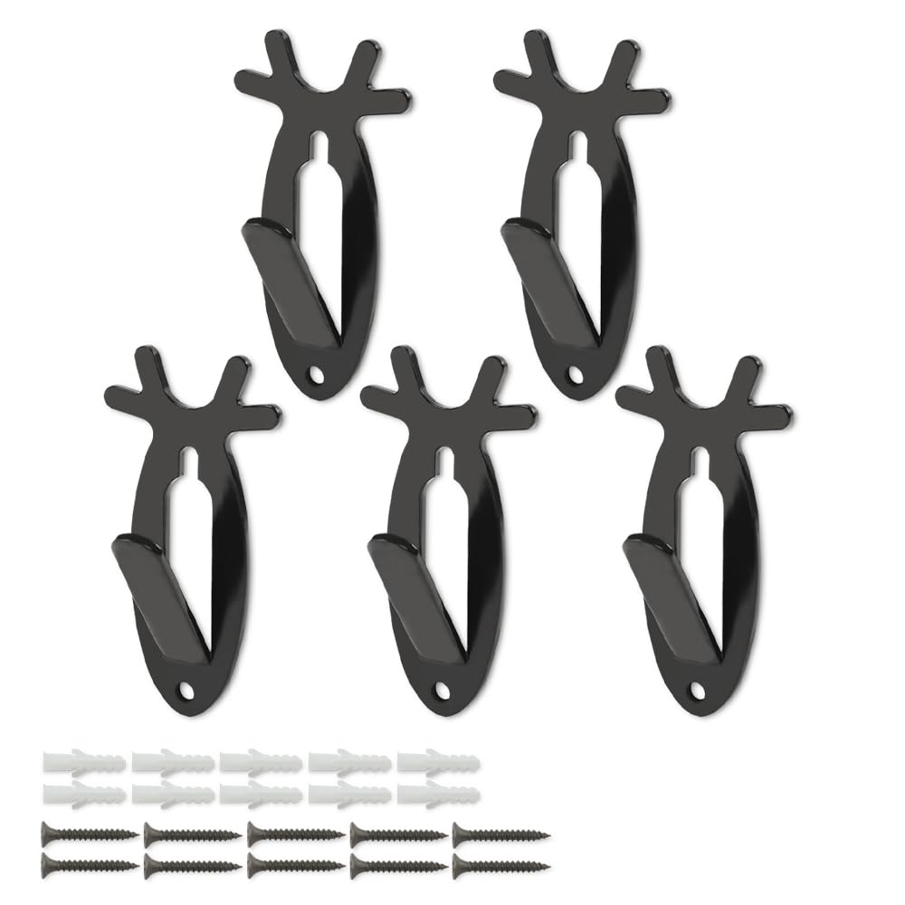 G-PLUS Black 5PCS Wall Hanger Hook European Antler Style Wall Mount Bracket for Hanging Mounting Elk Deer Antelope Living Room Bedroom Home Decor