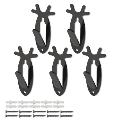 G-PLUS Black 5PCS Wall Hanger Hook European Antler Style Wall Mount Bracket for Hanging Mounting Elk Deer Antelope Living Room Bedroom Home Decor