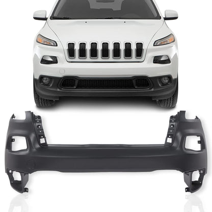 G-PLUS Front Upper Bumper Cover Compatible with Jeep Cherokee 2014 2015 2016 2017 2018, Not Fit Trailhawk Models, 5NJ52TZZAB CH1014112, Primered Black