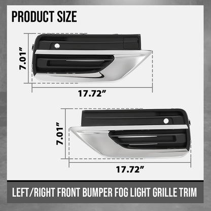 G-PLUS Bumper Fog Light Grille Grill Trim Front Left & Right Side Compatible with Volvo XC90 2020-2024 31663514, 31663515 Chrome Black