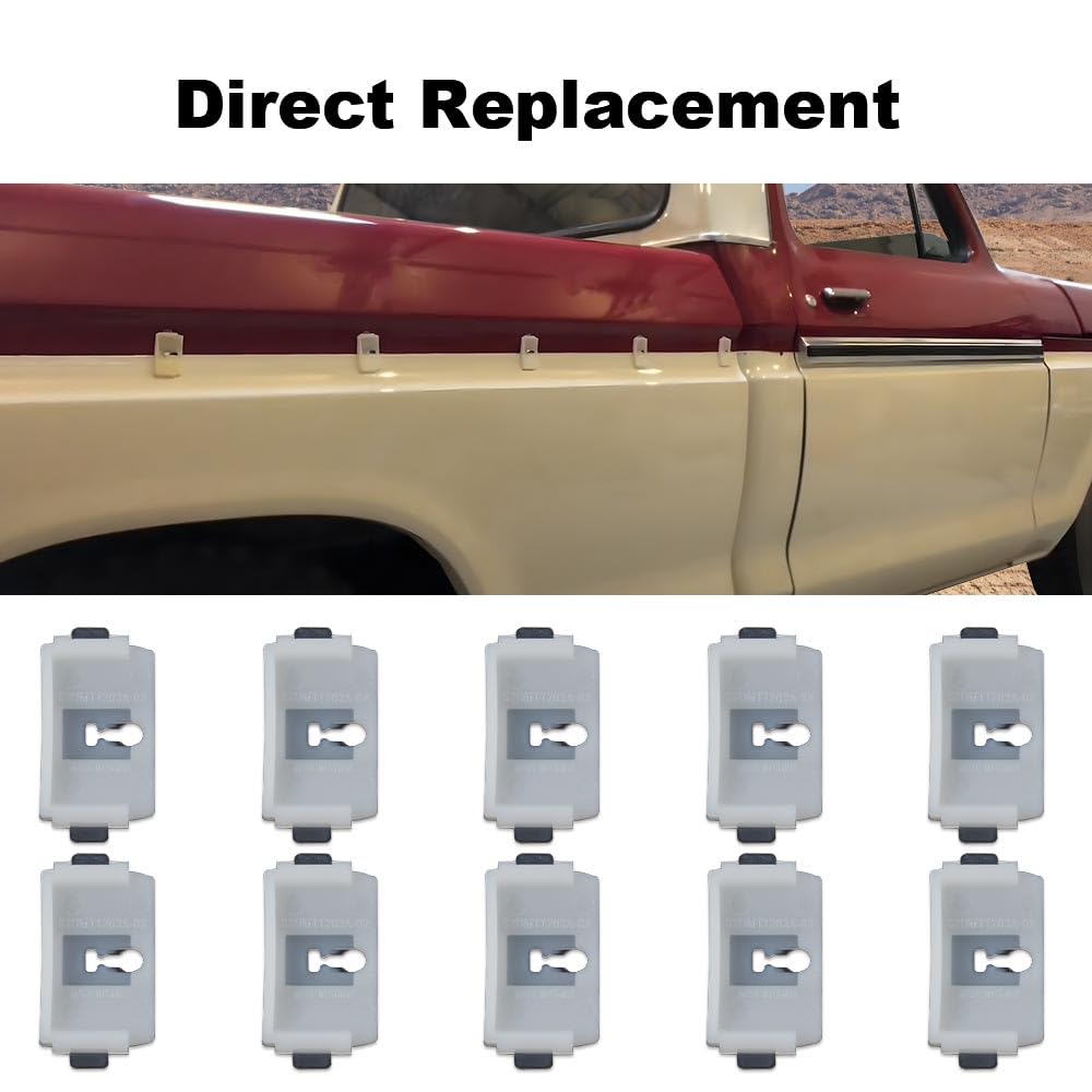 G-PLUS Truck Body Cab Bed Side Belt Molding Trim Clip 10pcs Compatible with 1973-1979 Ford F100 F150 F250 F350 Pickups