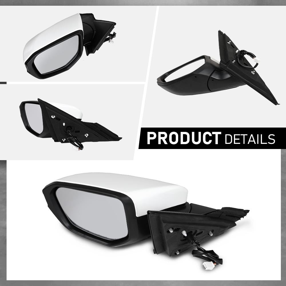 G-PLUS Power Mirror w/ 3-Pin Left Driver Side Compatible with Honda Civic DX 2016-2020/Fit Honda Civic LX 2015-2021 Manual Folding 76208TBAA03ZA-PFM 76208TBAC03ZA-PFM White