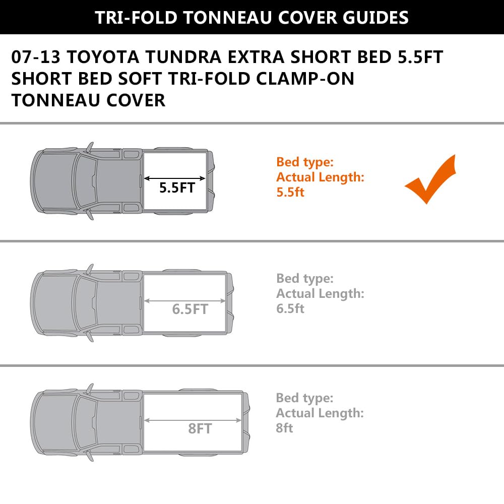 G-PLUS Soft Trifold Truck Bed Tonneau Cover Compatible with Toyota Tundra 2007-2013 5'5" Extra Short Bed