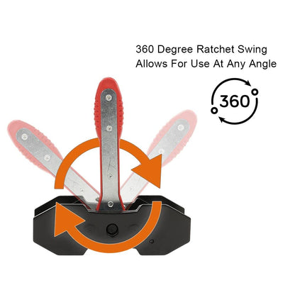 G-PLUS Brake Caliper Piston Press Tool 360° Ratcheting Caliper Spreader with 2 Steel Plate Adapters Single Twin Quad Piston Universal Fit for Cars Trucks Commercial Vehicles Red