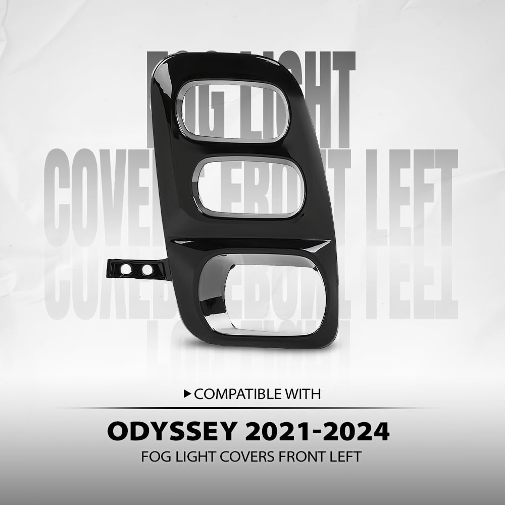 G-PLUS Fog Light Covers Front Driver Left Side Compatible with Honda Odyssey (submodel: Elite, Touring) 2021 2022 2023 2024 71107THRA60, HO1038162 Black