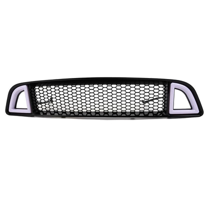 G-PLUS Honeycomb Mesh Front Bumper Upper Grill Compaitble with Ford Mustang 2013-2014 (Except Shelby) Upper Hood Grille With DRL LED Yellow Turn Signal Clear Lens ABS