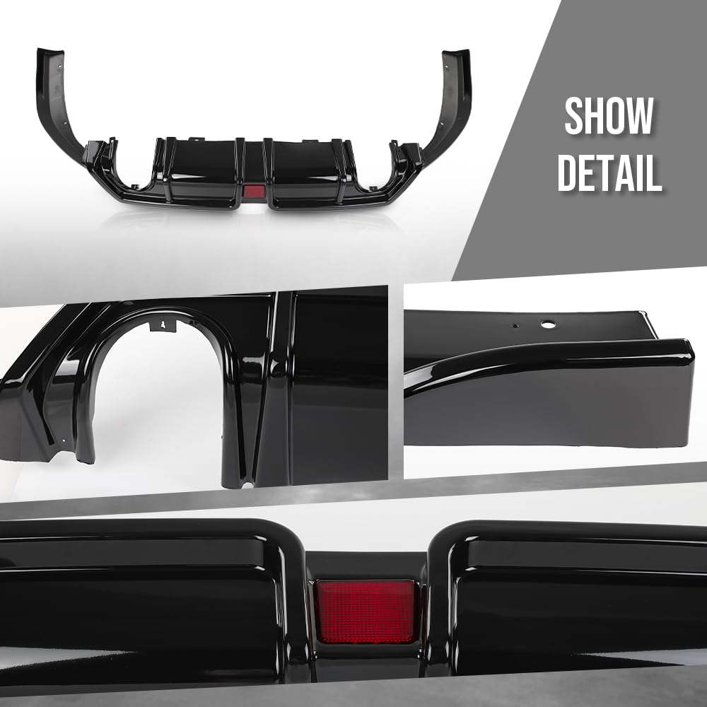 G-PLUS Rear Bumper Lip Diffuser LED Light Compatible with Honda Civic 2016 2017 2018 2019 2020 2021 Gloss Black