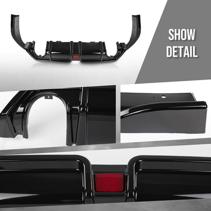 G-PLUS Rear Bumper Lip Diffuser LED Light Compatible with Honda Civic 2016 2017 2018 2019 2020 2021 Gloss Black