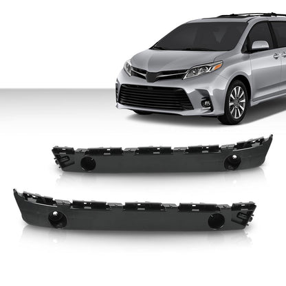 G-PLUS Front Bumper Cover Support Brackets Compatible with Toyota Sienna 2011-2020 5211508020, 5211608010, TO1043116, TO1042116 Left+Right Side Black Primed