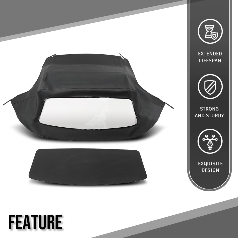 G-PLUS Convertible Soft Top Plastic Window Heated Glass Window Compatible with BMW Z3 & M Roadster Convertibles 1996-2002 Fit BMW E36 1996-2002 Black