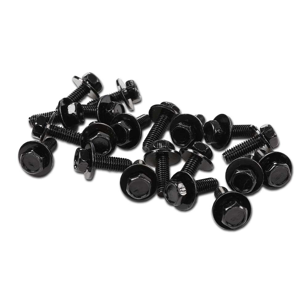 G-PLUS Body Bolts- M6-1.0 x 20mm Long- 10mm Hex- 17mm Washer- 20 Bolts- #171 Compatible with Honda