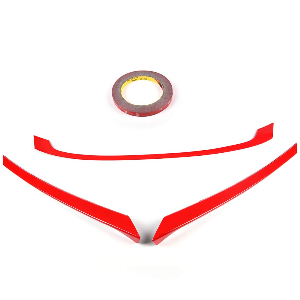 Red 3PC Grille Trims Compatible with Honda Civic 2016 2017 2018 | Type-R Style Front Hood Grille Moulding Cover Trim with Tape