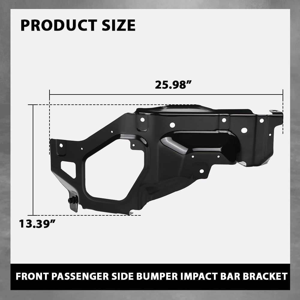 G-PLUS Front Passenger Side Bumper Impact Bar Bracket Compatible with GMC Sierra 1500 (submodel: AT4, Base, Denali, Elevation, SLE, SLT) 2019-2022 Black 84539975