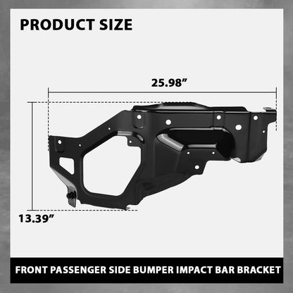 G-PLUS Front Passenger Side Bumper Impact Bar Bracket Compatible with GMC Sierra 1500 (submodel: AT4, Base, Denali, Elevation, SLE, SLT) 2019-2022 Black 84539975