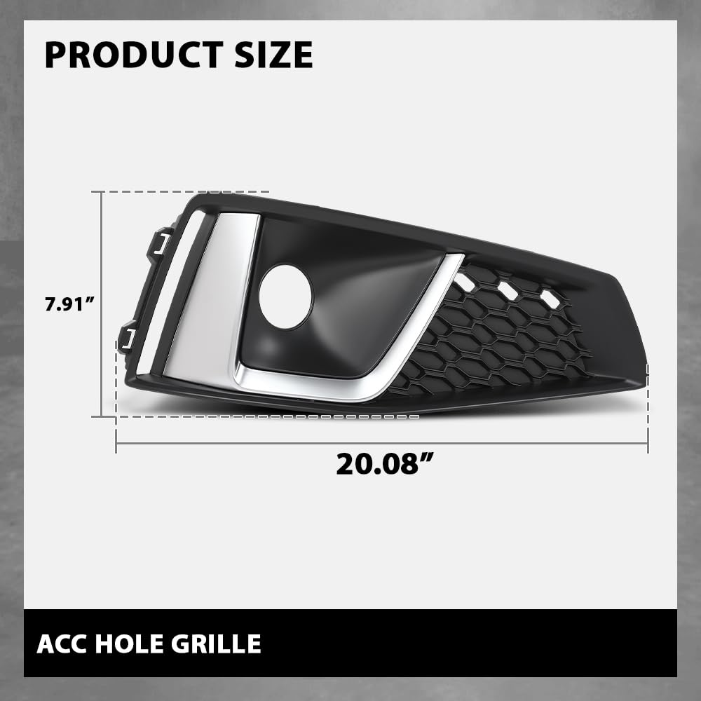 G-PLUS Pair Fog Light Cover, Compatible with Audi A4 S-Line / A4 Quattro / S4 2019, Bumper Grille Bezel, LH Driver & RH Passenger 2PCS, 8WD807681J, 8WD807682J